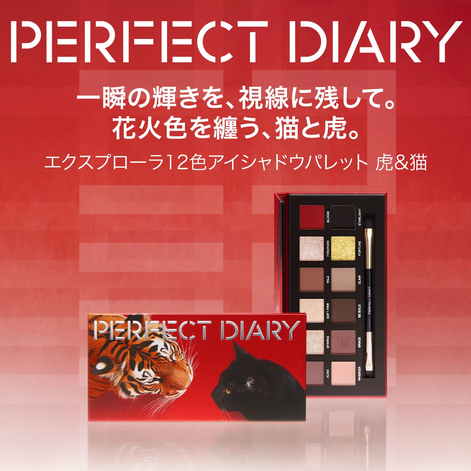 エクスプローラ 12色動物アイシャドウパレット 虎&amp;猫
